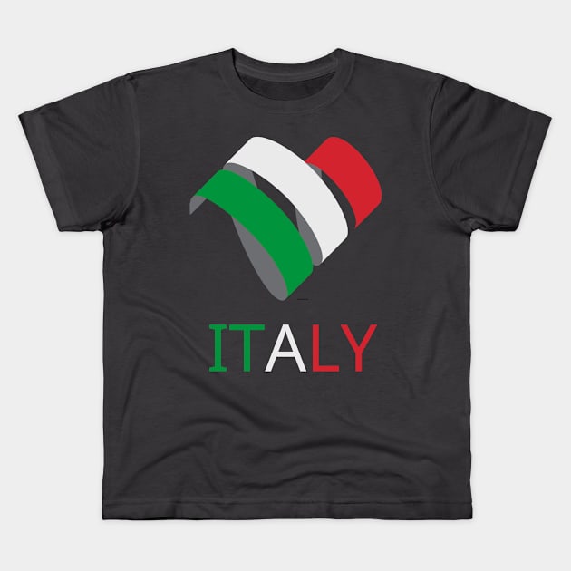 In this picture we see the flag of Italy in an unusual form. And also the name of the state is made in the colors of the flag itself. Kids T-Shirt by Atom139